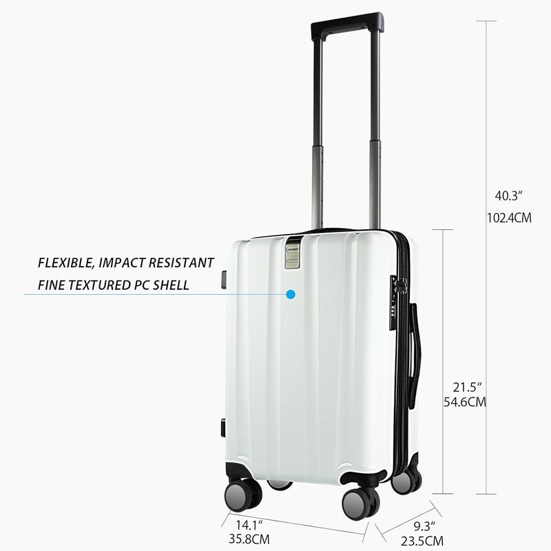 KROSER Hardside Expandable Carry On Luggage with Spinner Wheels & Built-in TSA Lock, Durable Suitcase Rolling Luggage with USB Port, Carry-On 20-Inch, White - Image 2